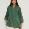 Utsa Green Crochet Embroidered High-Low Cotton Kurti - Image 4