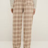 Lounge Beige Checks Print Mid-Rise Relaxed-Fit Cotton Pants - Image 3